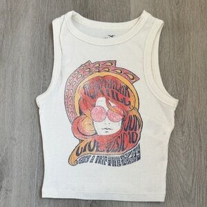 HOLLISTER Cream ribbed Graphic Tank Top size XXS
